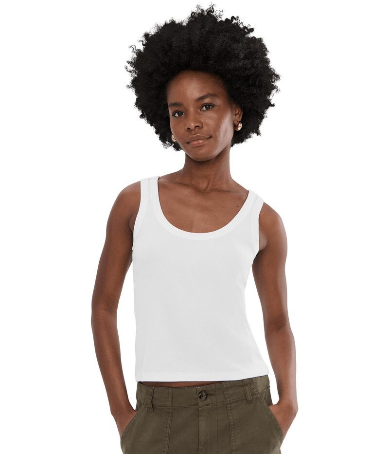 メイドウェル レディース トップス シャツ リブ コットン Madewell ReGenerative Cotton Ribbed Scoopneck Tank White ホワイト