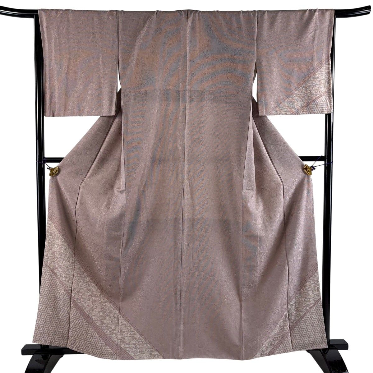 付下げ 身丈159.5cm 裄丈67cm M 袷 観世水 地紋 薄小豆 正絹 名品 【中古】