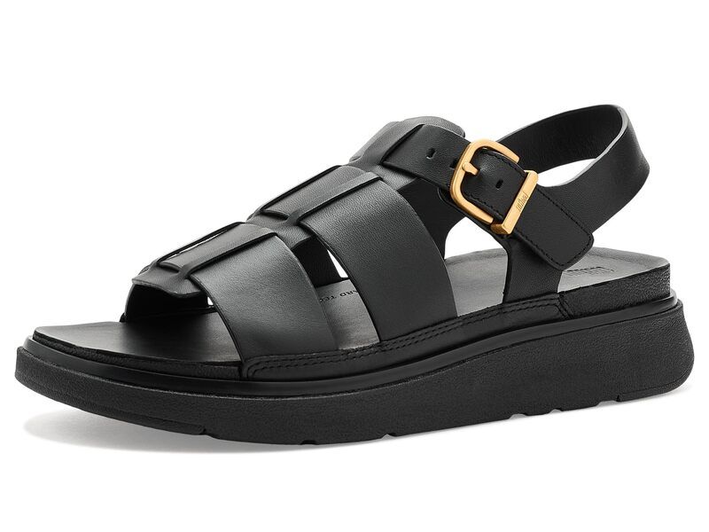 フィットフロップ レディース シューズ サンダル レザー FitFlop GenFF Leather Fisherman Sandals All Black ブラック