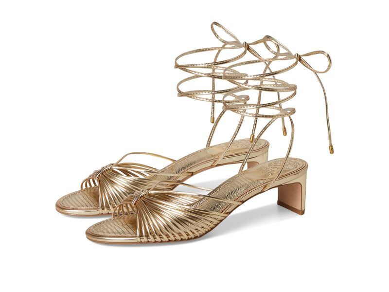 ヴィンスカムート レディース シューズ ヒール サンダル アンクル Vince Camuto Lory Ankle Wrap Kitten Heel Sandals Egyptian Gold ゴール