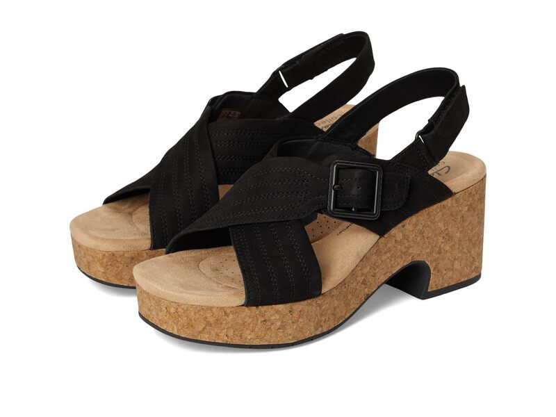 クラークス レディース シューズ ヒール Clarks Nerisa West Black Nubuck ブラック