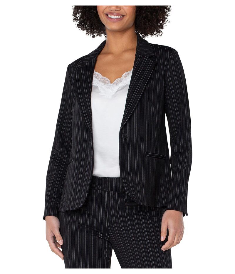 リヴァプール ロサンゼルス レディース アウター コート ブレザー ニット Liverpoolos Angelestripe Knit Jacquard Fitted Blazer Hint Navy