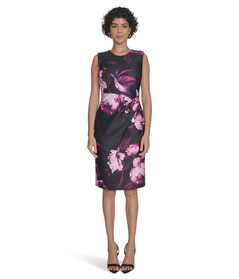 カルバンクライン レディース トップス ワンピース フラワー柄 スキューバ フラワー Calvin Klein Scuba Floral Sheath Magic Magenta Multi マゼンタ