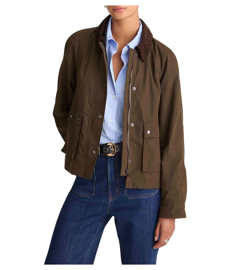 メイドウェル レディース アウター コート コットン ジャケット Madewell Fireman Jacket Waxxed Cotton Trench Green グリーン