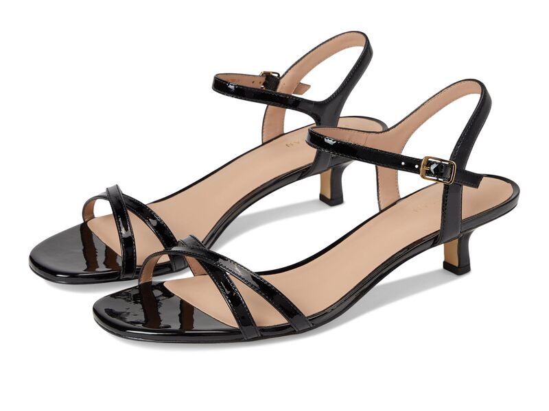 コールハーン レディース シューズ ヒール サンダル Cole Haan Leni Kitten Heel Strappy Sandals 40mm Black Patent Le ブラック