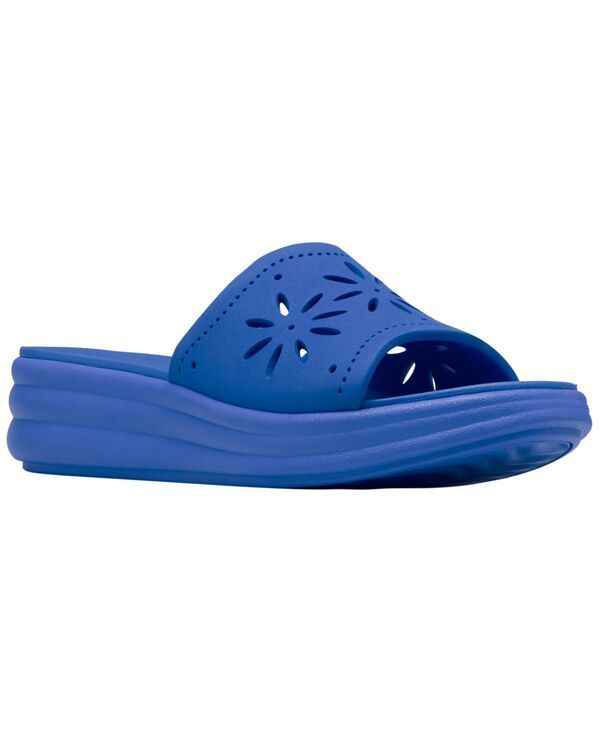 クラークス レディース シューズ スリッポン・ローファー フラワー柄 サンダル フラワー Clarks Womens Drift Floral SlipOn Wedge Sandals Blue ブル