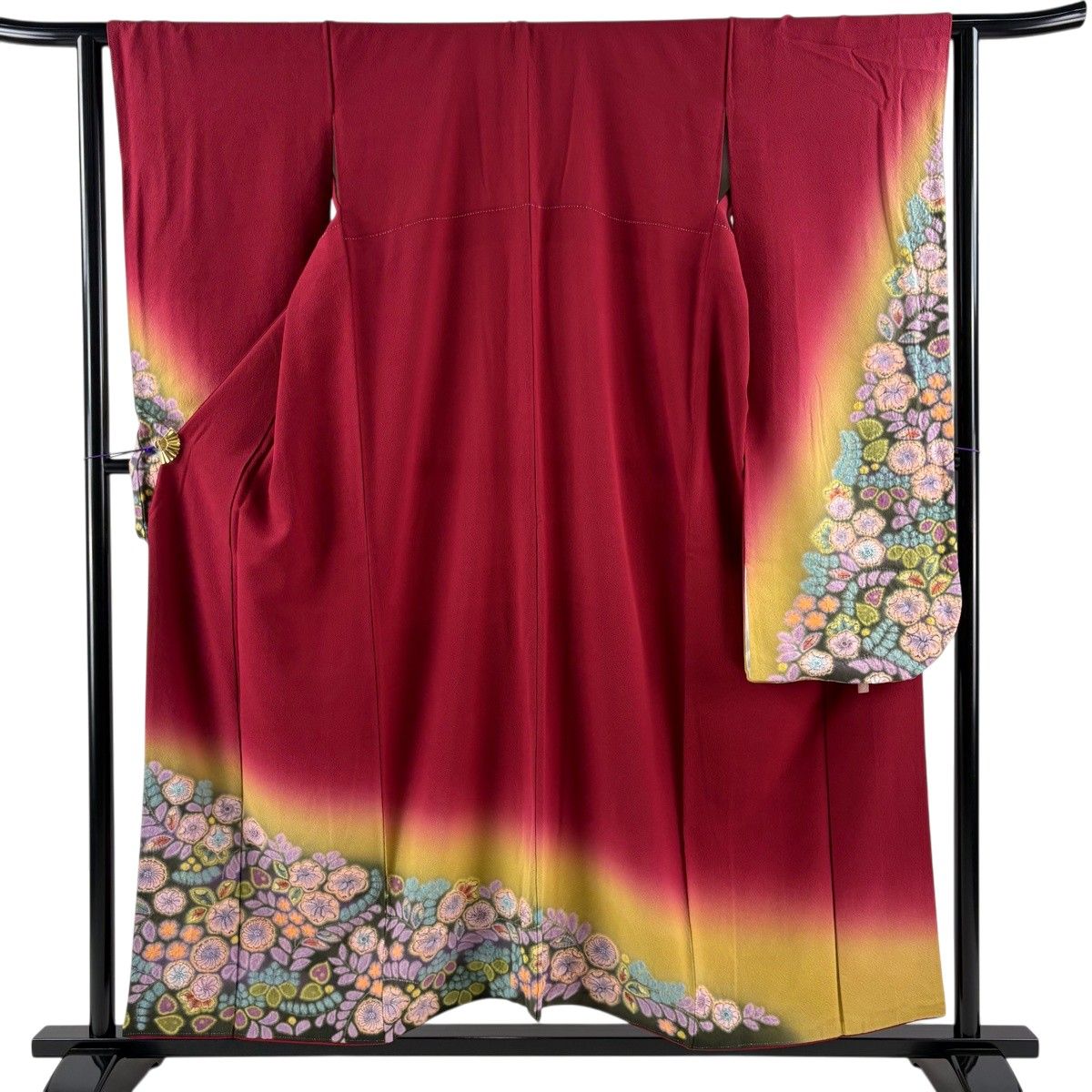 美品★中古　振袖　仕立て上がり　赤　辻ヶ花　B25 美品】 振袖 身丈155cm 裄丈63.5cm S 袷 落款 辻が花 ぼかし 赤 正絹