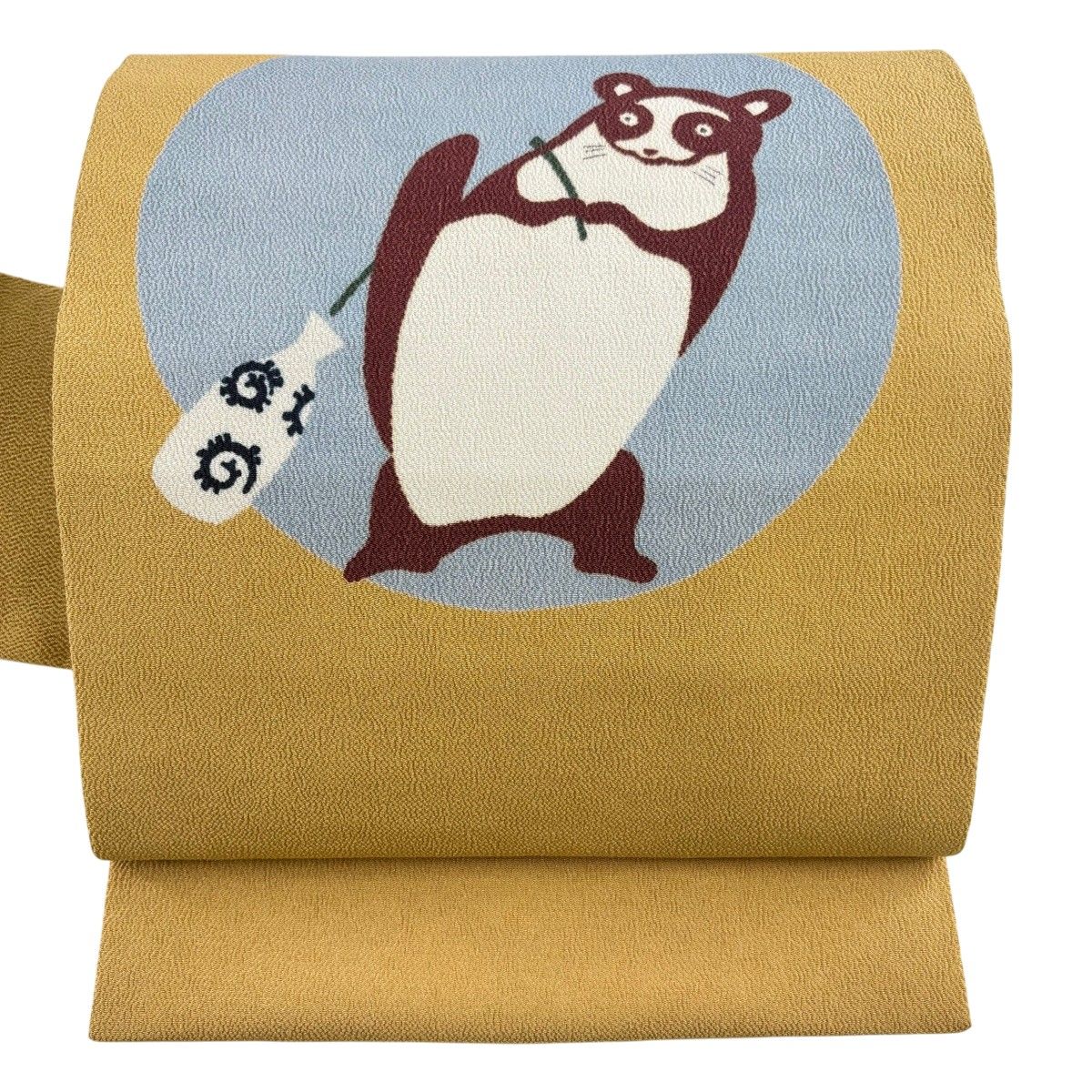 【美品】 名古屋帯 逸品 狸 薄黄土色 正絹 【中古】