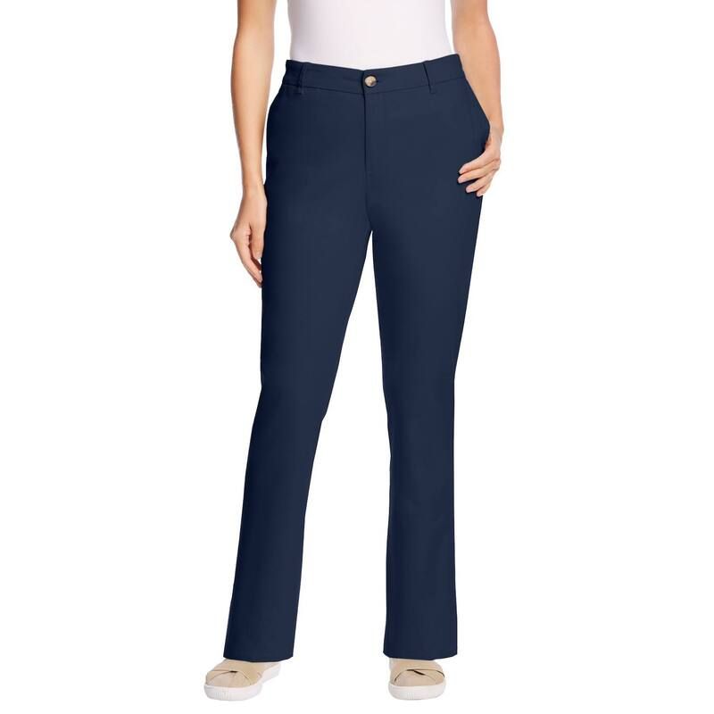 ウーマン ウィズイン レディース ボトムス カジュアルパンツ プラスサイズ Woman Within Plusize Adjustable WaistraightLeg Chino Navy ネイビー