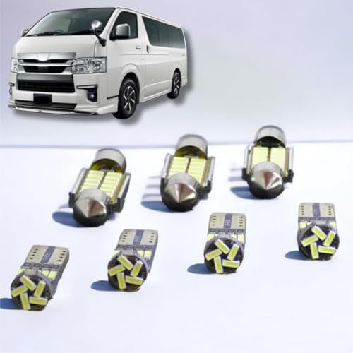 【室内灯+ナンバー灯】ハイエース レジアスエース LED ９点セット 型式: 200系 KDH200/TRH200 標準/ワイドボディー 4型/5型/6型/7型/8型 スーパーGL 取付工具付き 【簡単交換】 無極性 6000K ゴースト灯防 e3b91c8a
