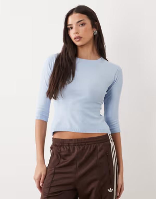 エイソス レディース トップス Tシャツ ニット ASOS DESIGN knit 34 sleeve top BLUE ブルー