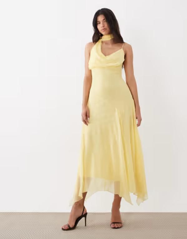 エイソス レディース トップス ワンピース マキシ ASOS DESIGN slip maxi dress with scarf detail in buttermilk