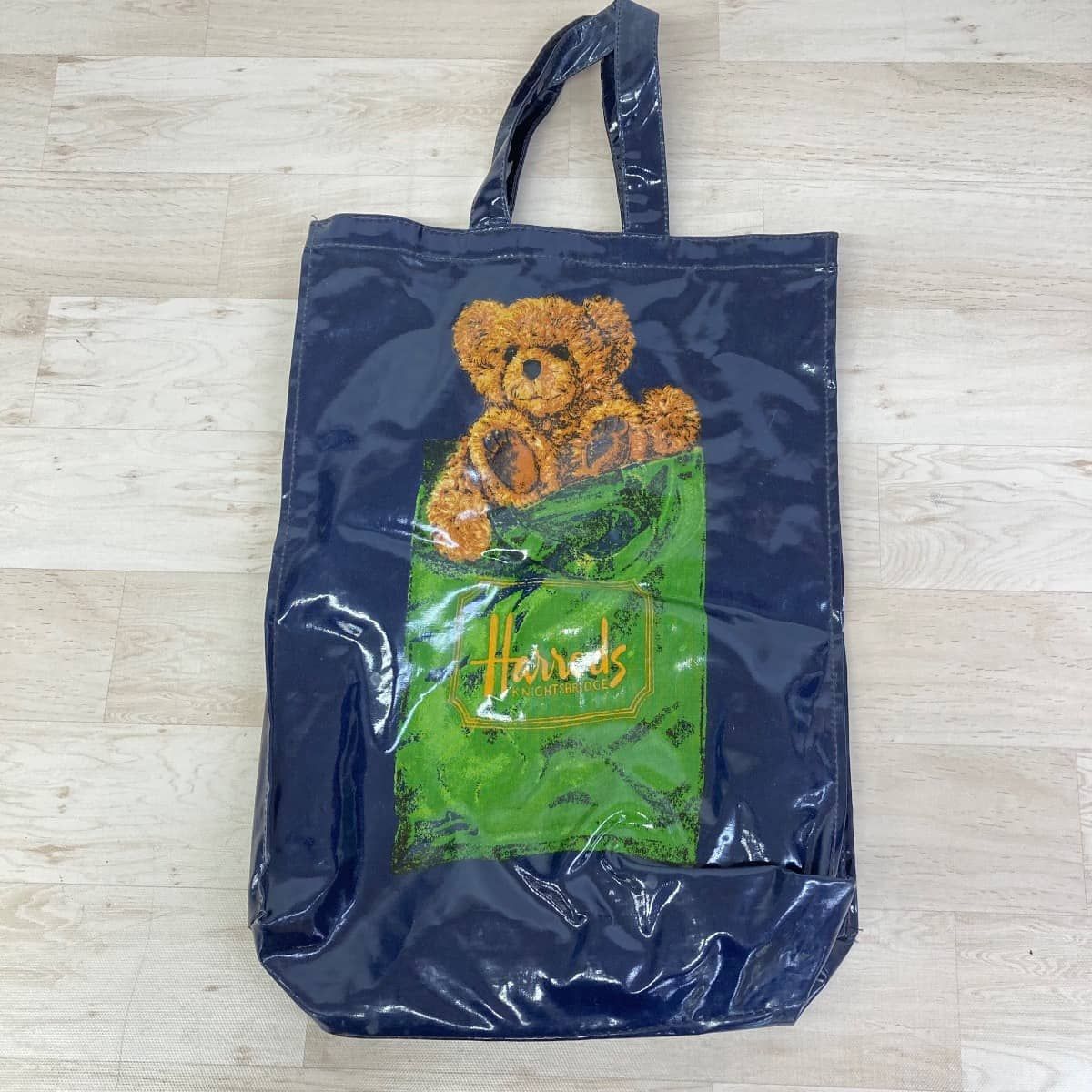 Harrods/ハロッズ トートバッグ テディベア クマ 熊 プリント ネイビー
