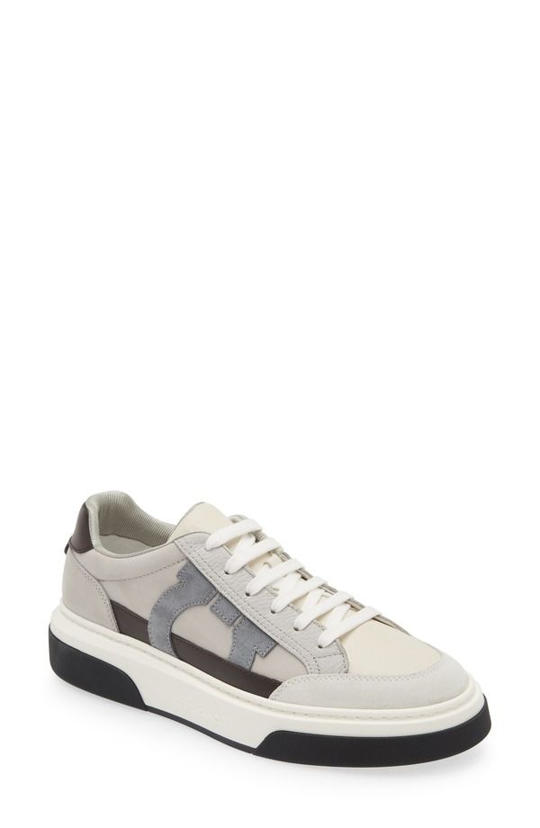 フェラガモ メンズ シューズ スニーカー FERRAGAMO Cassina Gancio Low Top Sneaker Bianco 511 Mascarpone Cloud