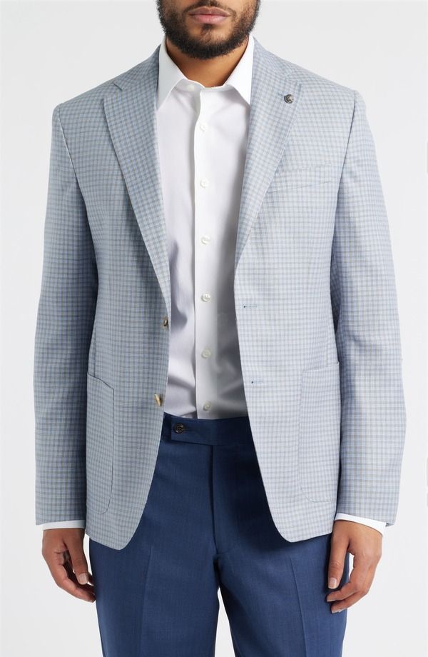 ジャックビクター メンズ アウター ジャケット・ブルゾン ウール コート Jack Victor Morton Contemporary Fit Light Blue Graph Check Wool
