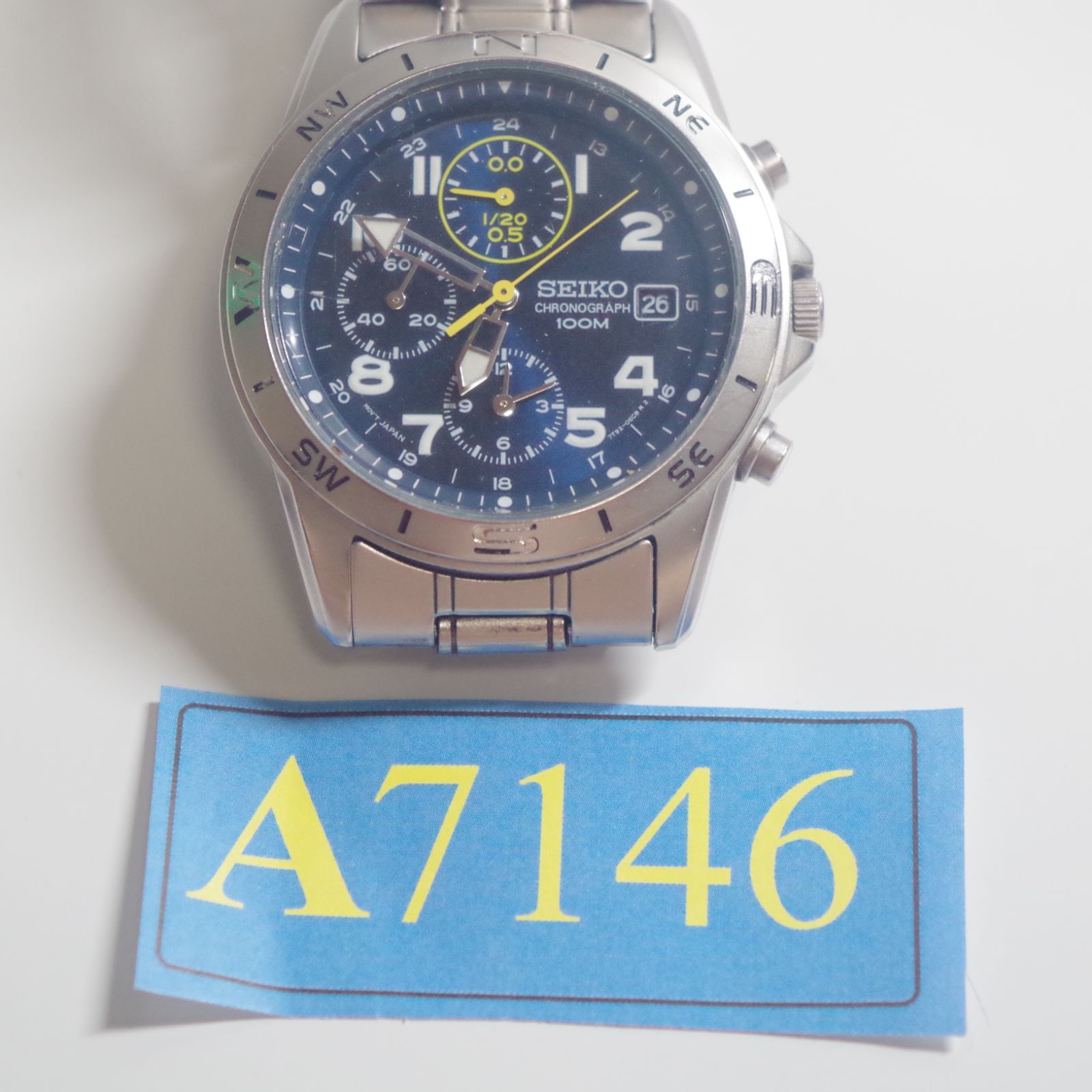 A7146 【稼働品】SEIKO 7T92-0DX0 クロノグラフ 100m クオーツ 40mm