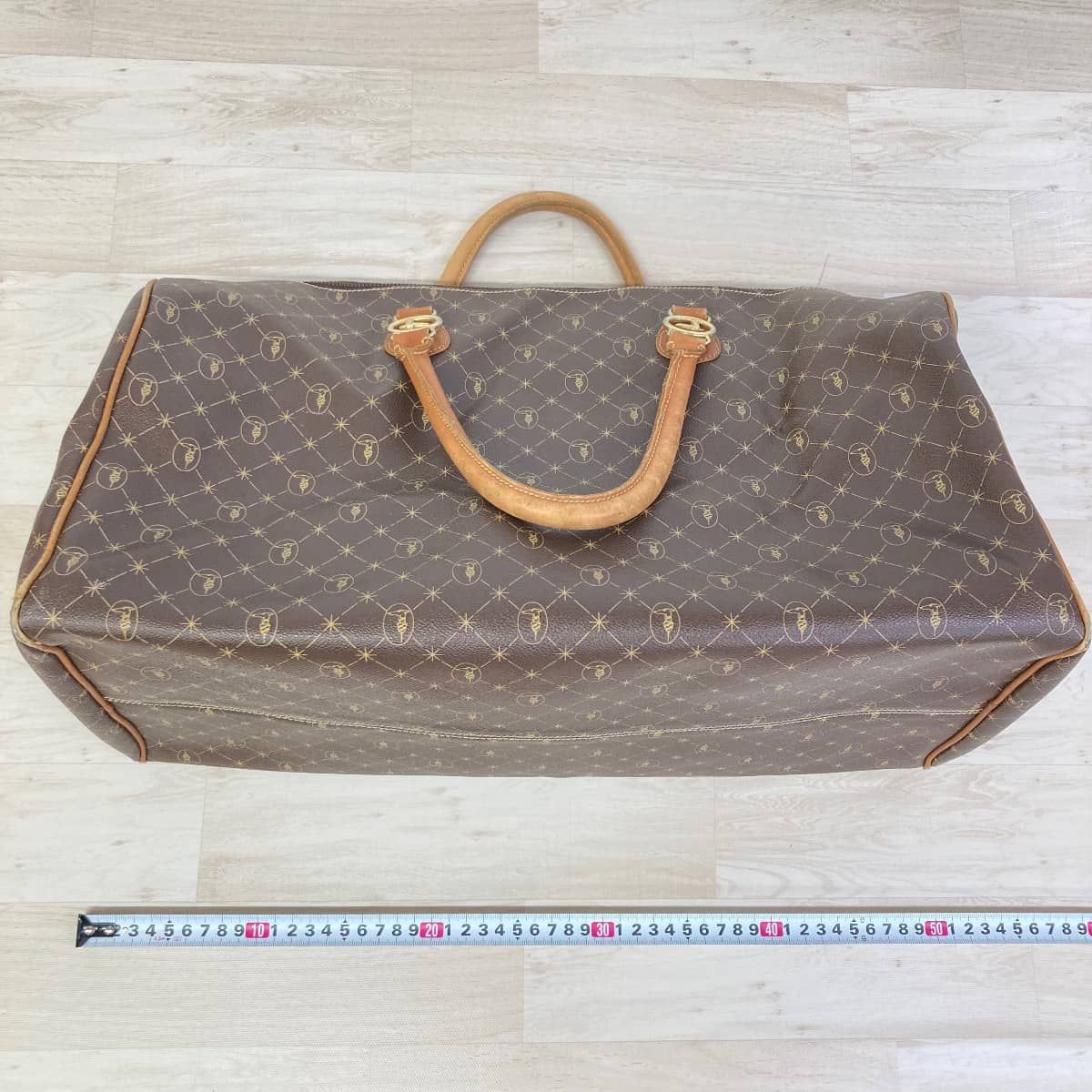 TRUSSARDI/トラサルディ ボストンバッグ ブラウン 総柄 ロゴ金具 
