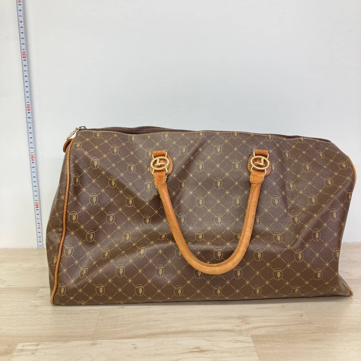 TRUSSARDI/トラサルディ ボストンバッグ ブラウン 総柄 ロゴ金具 