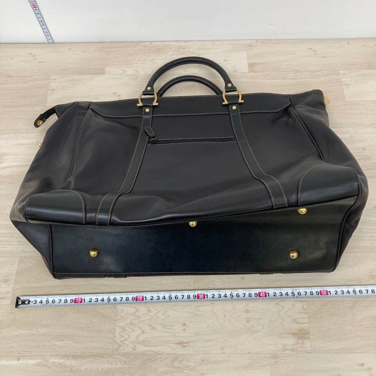 ✨極美品✨キタムラ ボストンバッグ ロゴ型押し ゴールド金具 大容量 レザー 黒 Kitamura/キタムラ ボストンバッグ/トートバッグ ブラック レザー 大