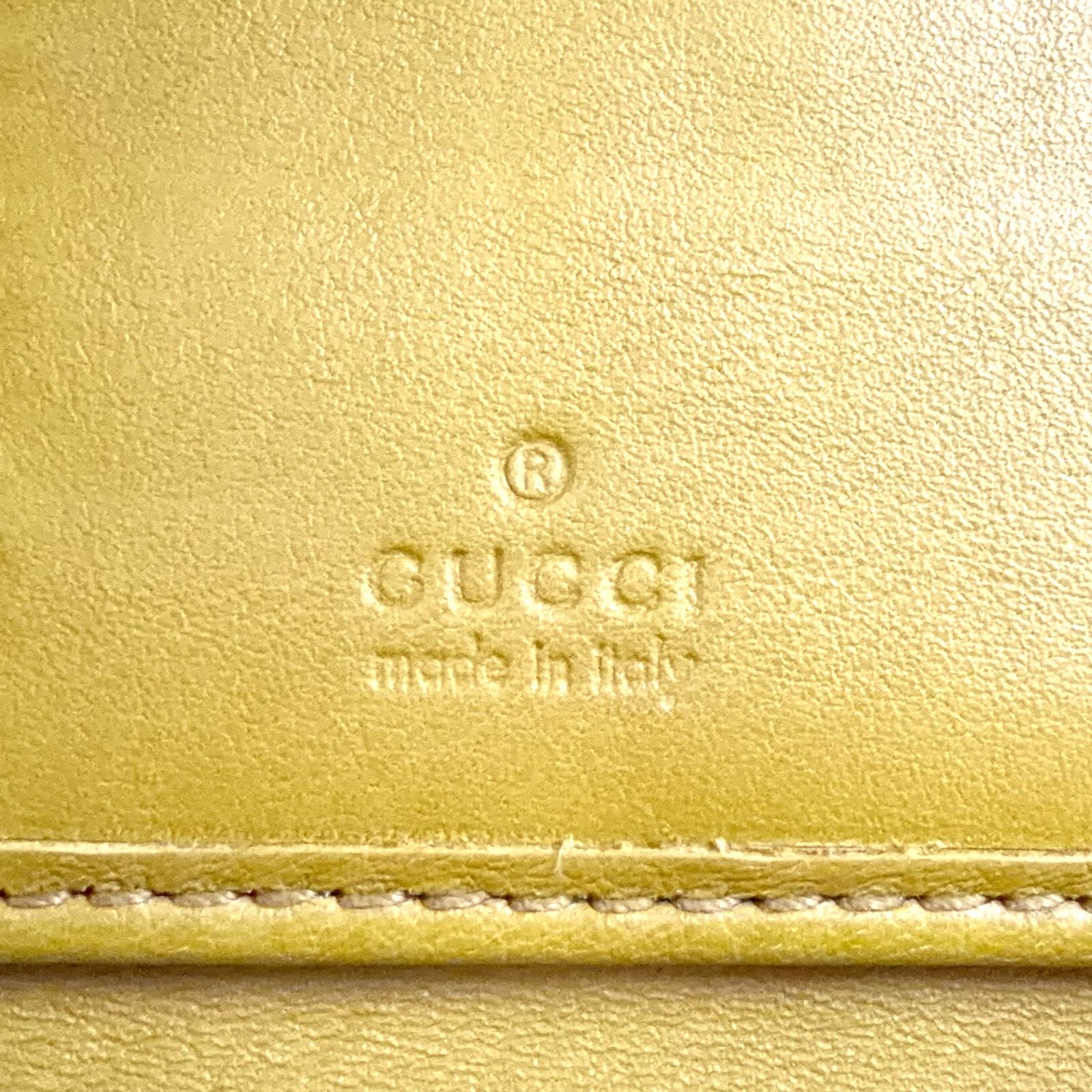 新着】GUCCI マイクログッチシマ レザー イエロー 三つ折り長財布