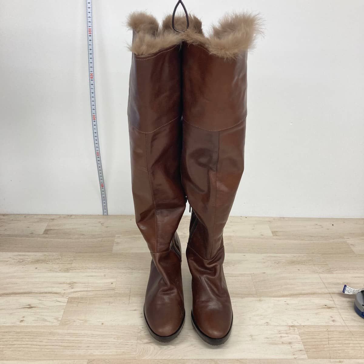 BARCLAY/バークレー ロングブーツ 23cm ブラウン/茶色 ファー付き