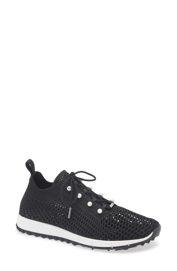 ジミーチュー レディース シューズ スニーカー ニット Jimmy Choo Veles Faux Pearl Knit Sneaker Black Mix ブラック