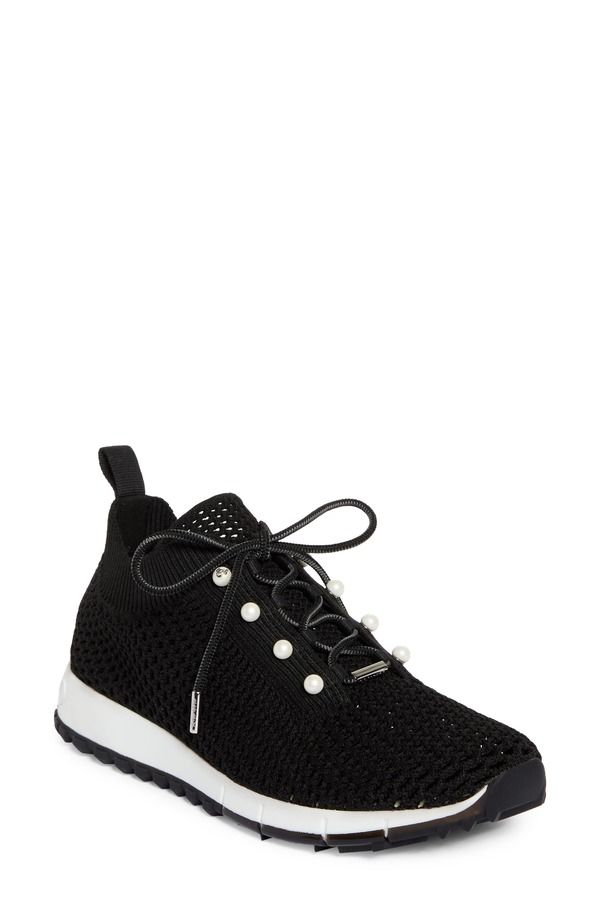 ジミーチュー レディース シューズ スニーカー ニット Jimmy Choo Veles Imitation Pearl Knit Sneaker X Black Mix ブラック