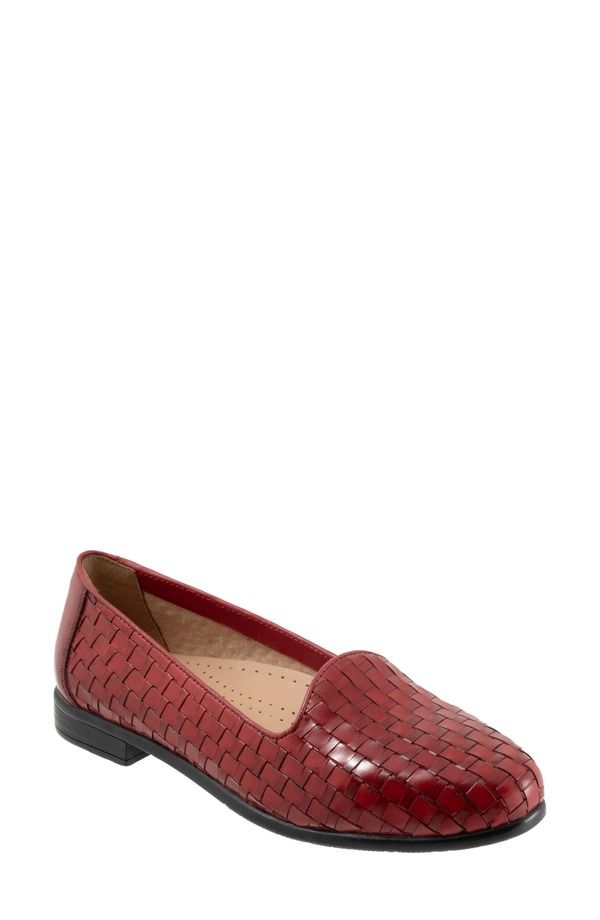 トロッターズ レディース シューズ スリッポン・ローファー Trotters Liz SlipOn Loafered Calfsk レッド