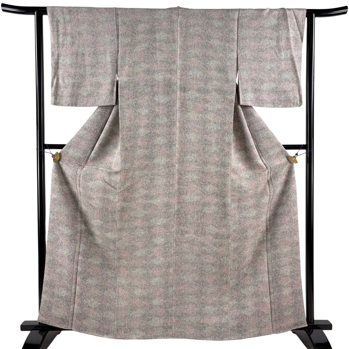 【美品】 小紋 身丈162.5cm 裄丈62cm S 袷 幾何学 灰紫 正絹 秀品 【中古】