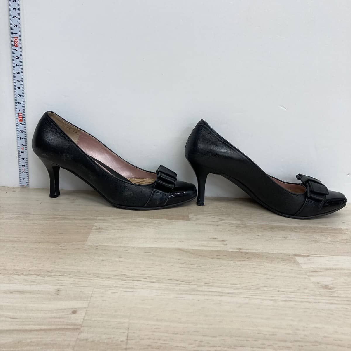 GINZA Kanematsu 銀座かねまつ パンプス 22cm B ブラック 黒 リボン LS