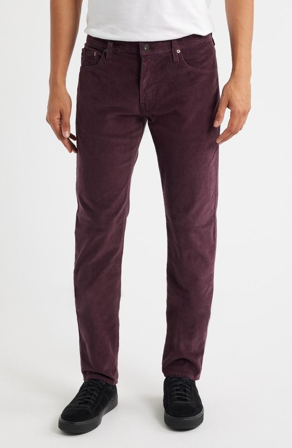 エージー メンズ ボトムス カジュアルパンツ スリムフィット コーデュロイ AG Tellislim Fit Corduroy Pants Mulberry