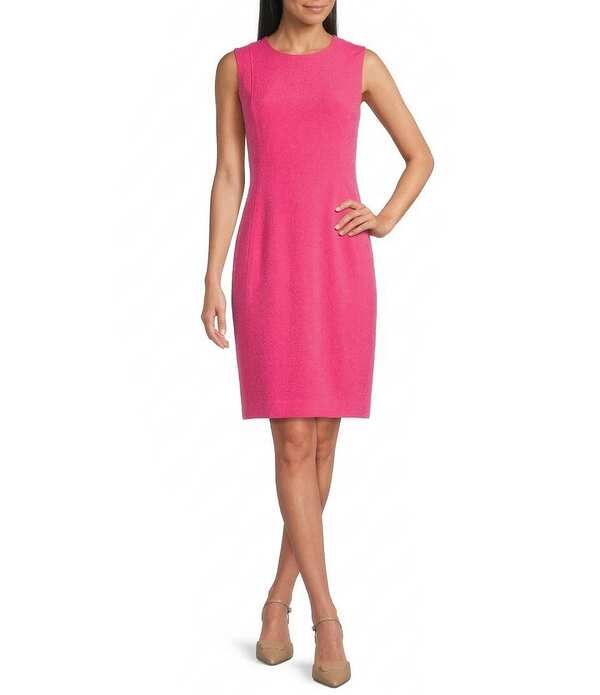 カスパール レディース トップス ワンピース クレープ ミディ ノースリーブ Kasper Sleeveless Crepe Sheath Midi Dress Pink Perfection ピンク