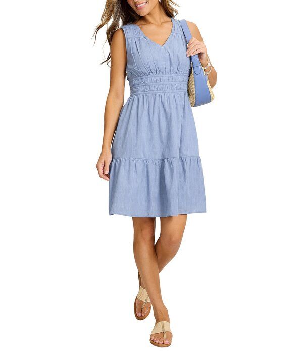 トッミーバハマ レディース トップス ワンピース フリル裾 Vネック フリル ノースリーブ Tommy Bahama Voile Voyage VNeck Sleeveless Ruffle Hem