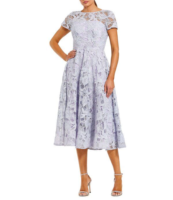 マックダガル レディース トップス ワンピース A ライン ミディ レース Mac Duggalace Short Sleeve A Line Midi Dress With Bow Lilac ライ