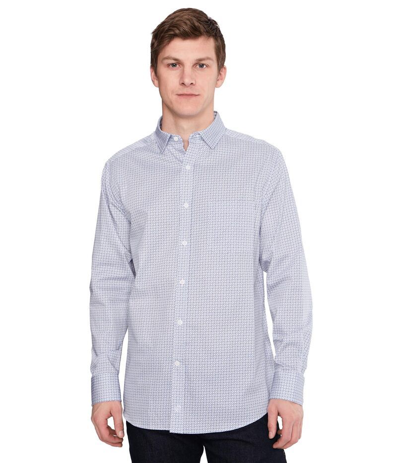 ジョンストンアンドマーフィー メンズ トップス シャツ プリント コットン Johnston Murphy Printed Cotton Shirt BlueTan ブルー