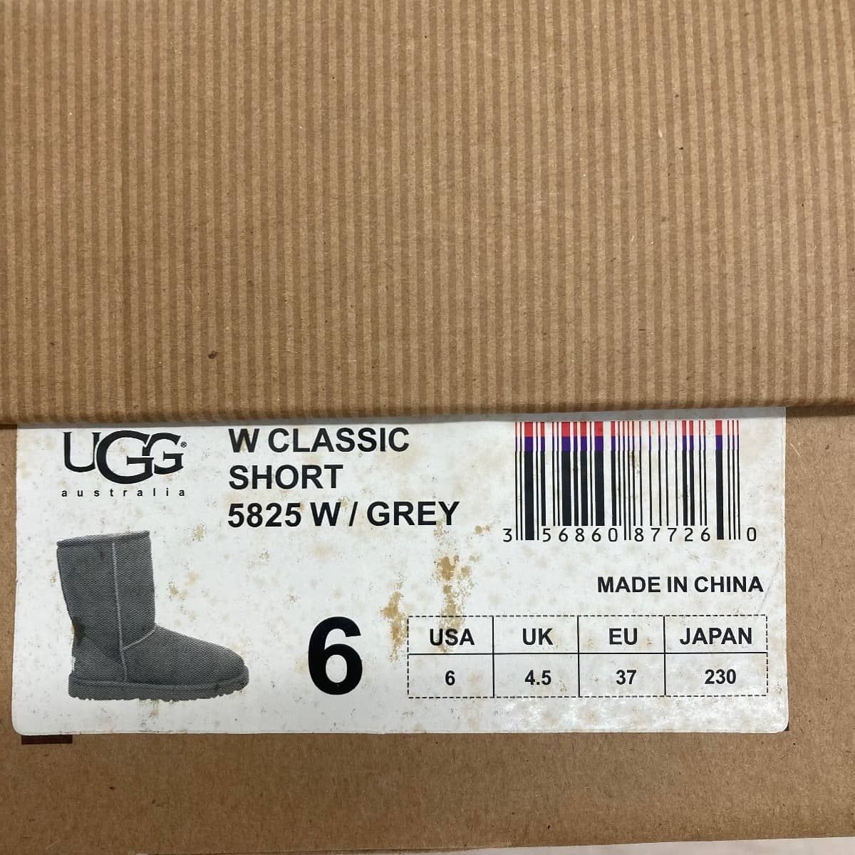 UGG ムートンブーツ W CLASSIC SHORT 5825 W グレー 23cm / レディース