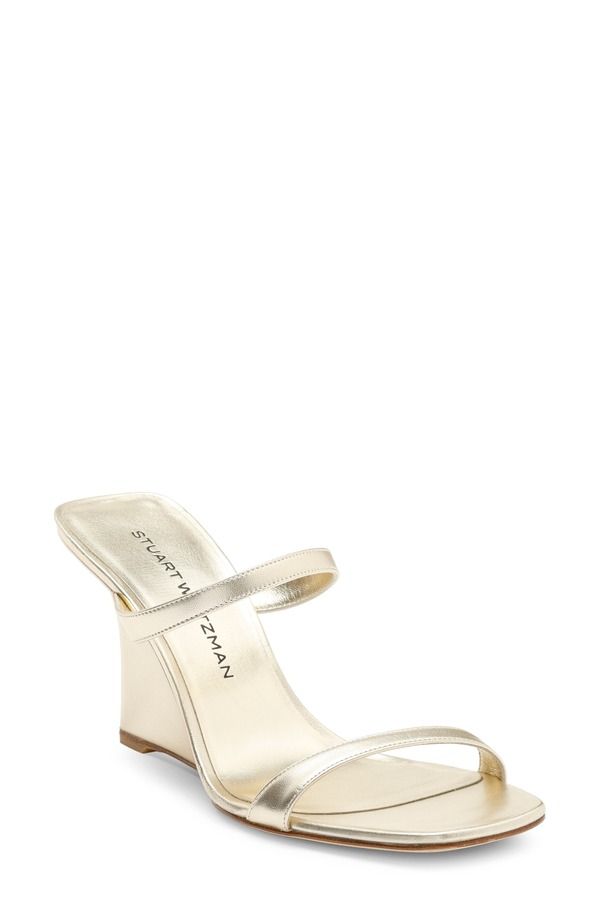 スチュアート ワイツマン レディース シューズ ヒール サンダル Stuart Weitzman Vinnie Wedge Slide 85 Sandalight Gold Liquid Metall