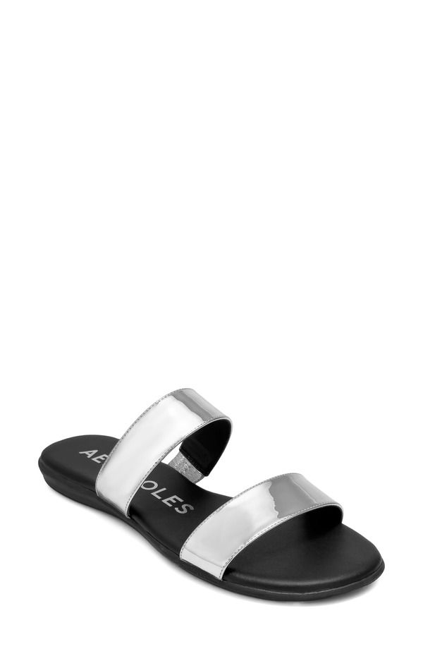 エアロソールズ レディース シューズ サンダル Aerosoles Concetta TwoStrap Sandal Silver Fx Mirror Metallic シルバー