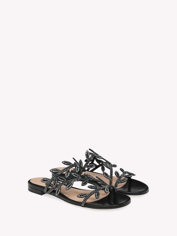 ジャンヴィト ロッシ レディース シューズ サンダル Gianvito Rossi Crystal Flavia 05 Sandal Black Leather ブラック