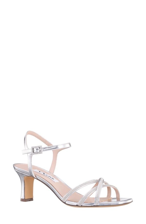 ニナ レディース シューズ ヒール サンダル アンクル Nina Bobby Embellished Ankle Strap Sandal Silver シルバー