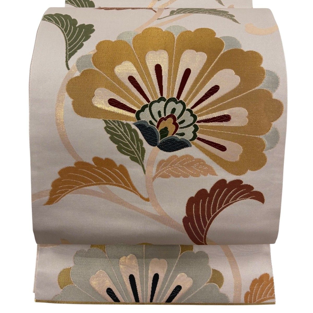【美品】 袋帯 秀品 花唐草 金糸 箔 薄小豆 六通 正絹 【中古】