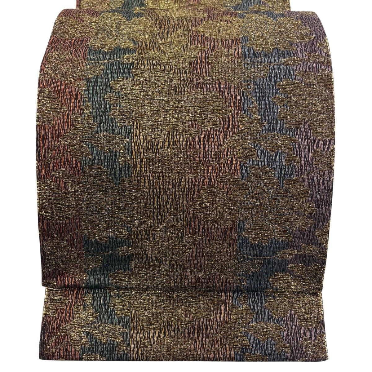 【美品】 袋帯 秀品 花唐草 金糸 箔 茶色 六通 正絹 【中古】