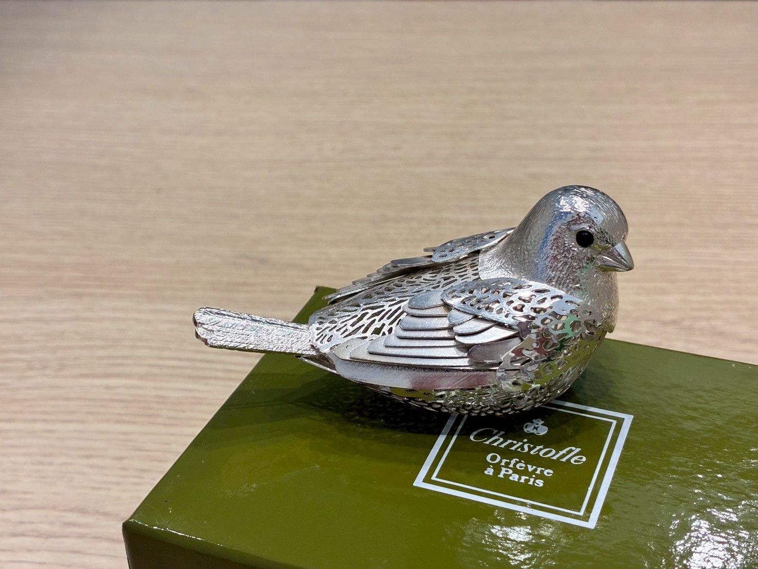 クリストフル 鳥型 置物 美品】Christofle クリストフル バードオブジェ 小鳥 置物 シルバー 箱
