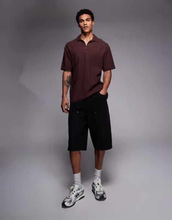 グッドフォーナッシング メンズ ボトムス ハーフパンツ・ショーツ ヴィンテージ デニム Good For Nothing baggy denim jorts in vintage Black ブラック