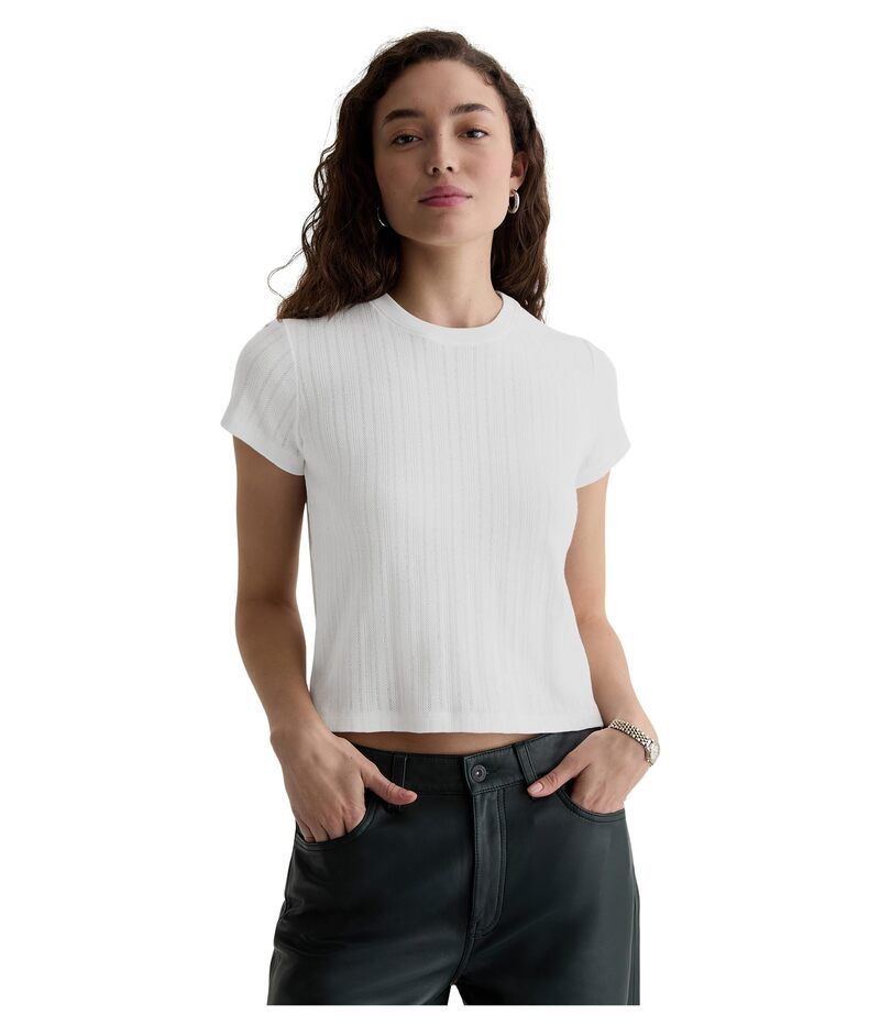 エージージーンズ レディース トップス シャツ クルーネック AG Jeansadie Crew Neck Crop TShirt Powder