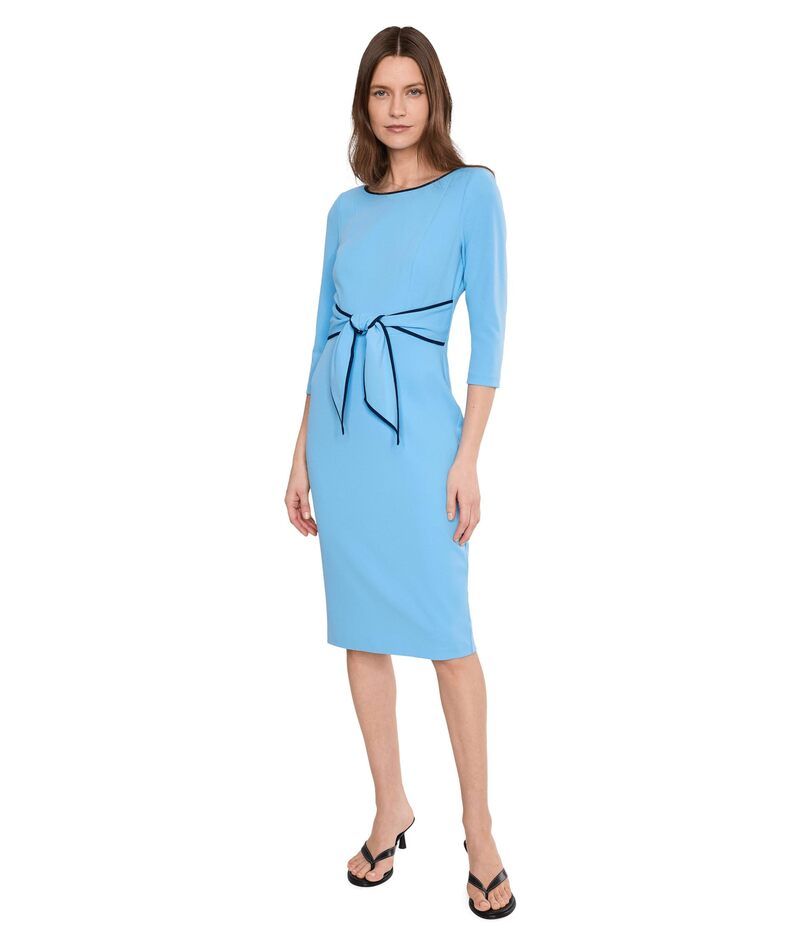 アドリアナ パペル レディース トップス ワンピース クレープ Adrianna Papell Tipped Crepe Tie Dress WaterfallNavy ネイビー