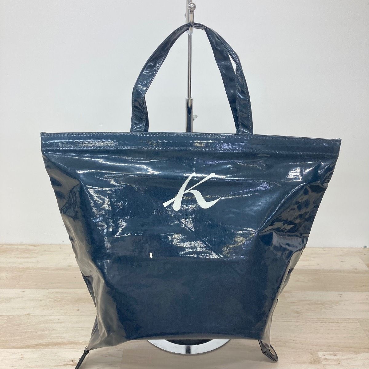 キタムラ/Kitamura トートバッグ ネイビー/紺 Kロゴ ビニール