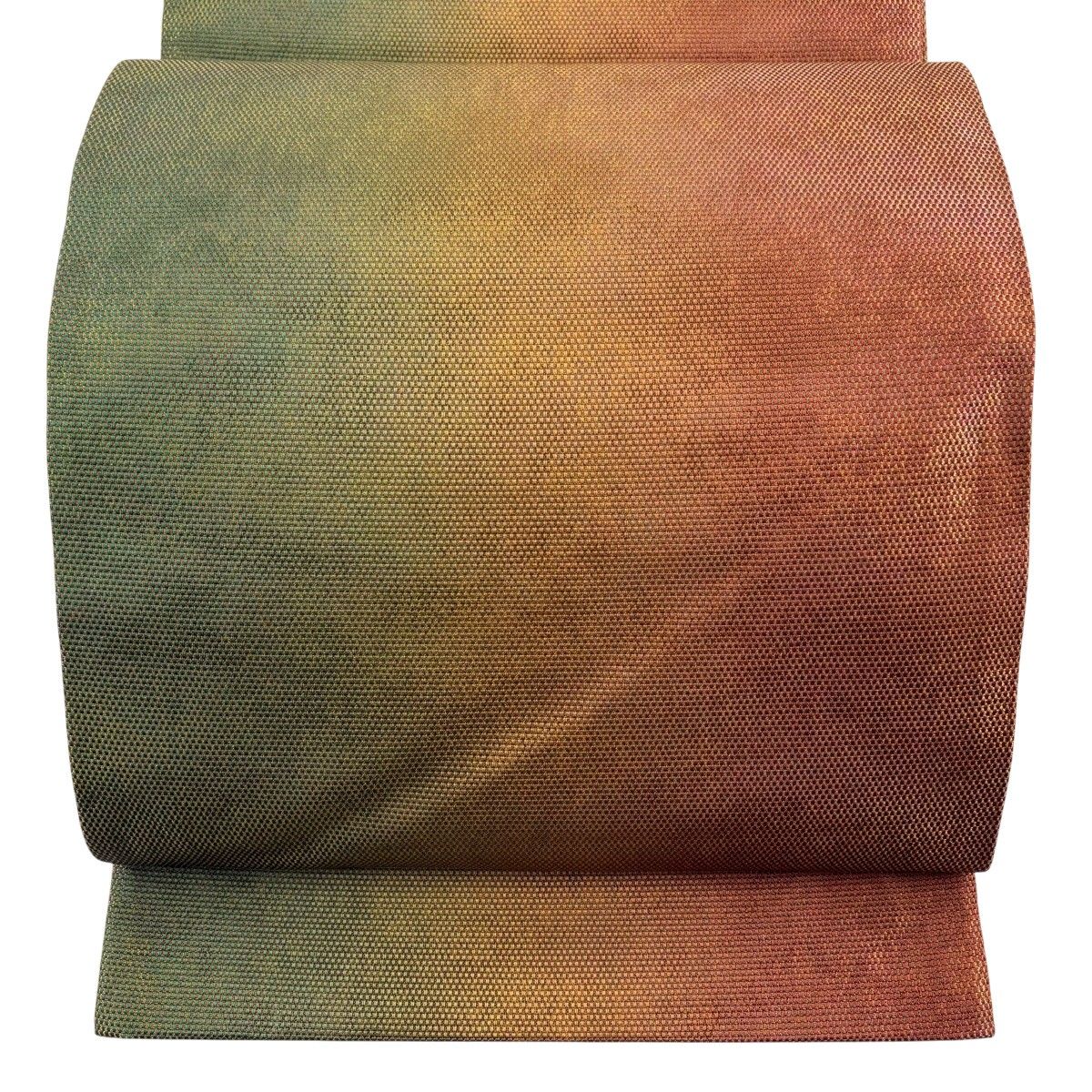 【美品】 袋帯 秀品 草木染瑠璃箔 ぼかし柄 箔 茶色 全通 正絹 【中古】