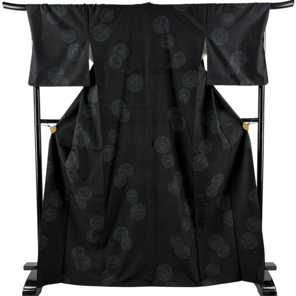 美品】 結城紬 身丈168.5cm 裄丈69.5cm L 袷 本場結城紬 奥順 証紙 鞠