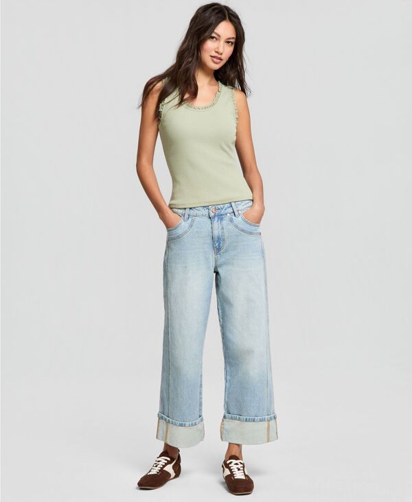 アンドノウディス レディース ボトムス デニムパンツ ジーンズ And Now This Womenseamed Cuff WideLeg Jeans Arvyn